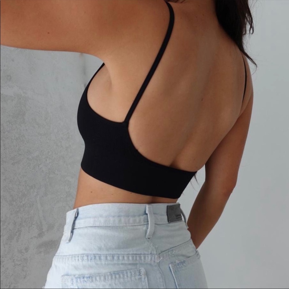 Minimalist Low Back Bralet Crop Top Black Bralette